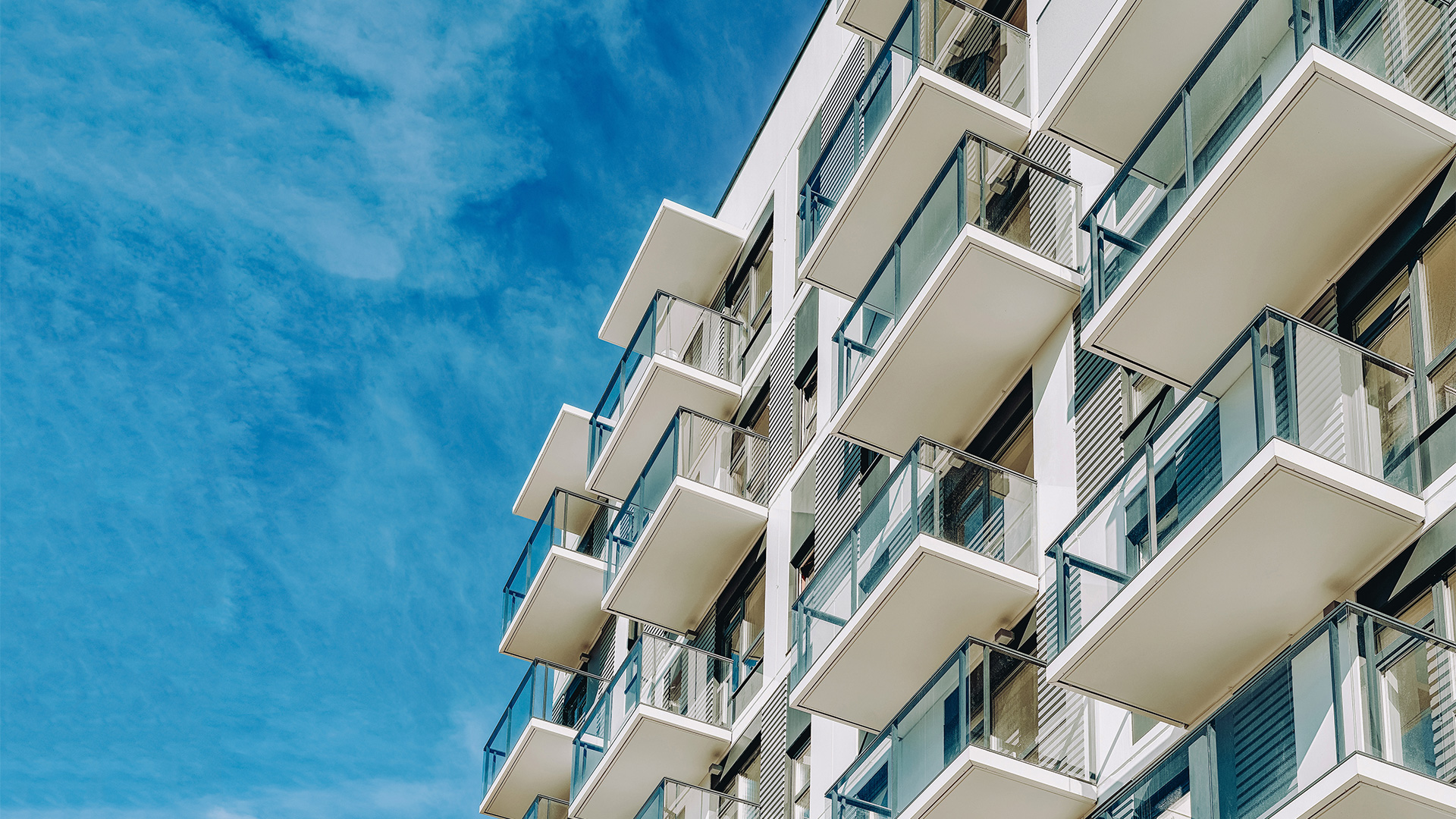 Detail of Modern residential apartment flat building exterior